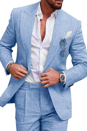 2 Piece Green One Button Peak Lapel Prom Men's Suits