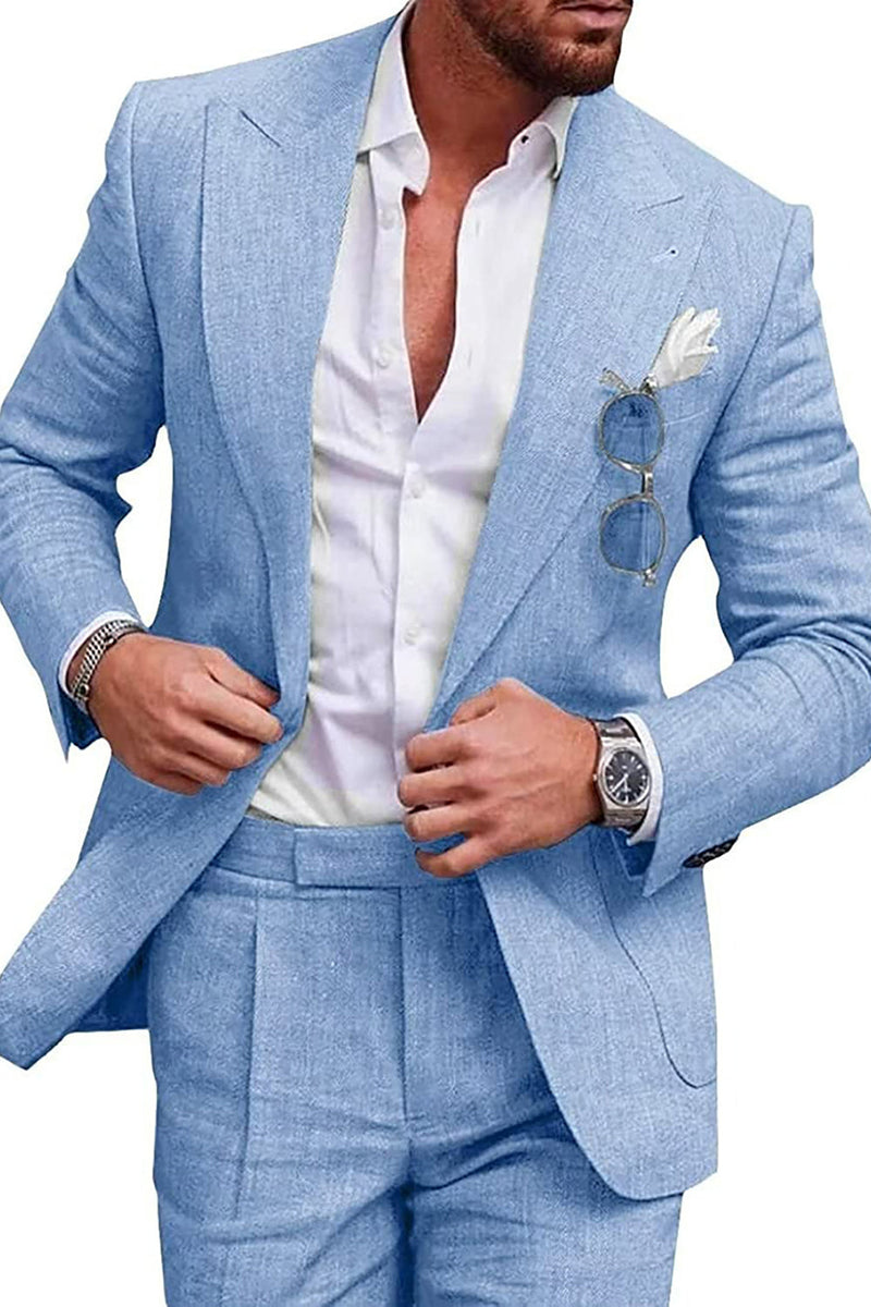 Load image into Gallery viewer, 2 Piece Green One Button Peak Lapel Prom Men&#39;s Suits
