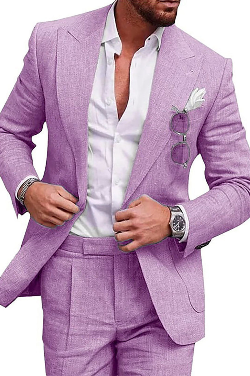 Load image into Gallery viewer, 2 Piece Green One Button Peak Lapel Prom Men&#39;s Suits