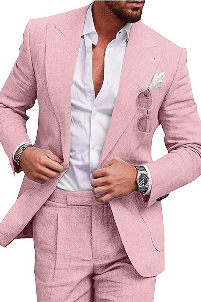 Load image into Gallery viewer, 2 Piece Green One Button Peak Lapel Prom Men&#39;s Suits