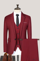 Load image into Gallery viewer, 3 Piece Solid Black Notched Lapel Prom Men&#39;s Suits