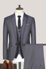 Load image into Gallery viewer, 3 Piece Solid Black Notched Lapel Prom Men&#39;s Suits