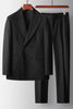 Load image into Gallery viewer, Black 2 Piece Double Breasted Peak Lapel Prom Men&#39;s Suits