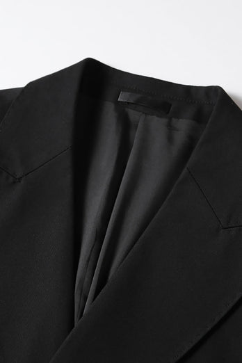 Black 2 Piece Double Breasted Peak Lapel Prom Men's Suits