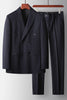 Load image into Gallery viewer, Navy Peak Lapel Striped 2 Piece Prom Men&#39;s Suits