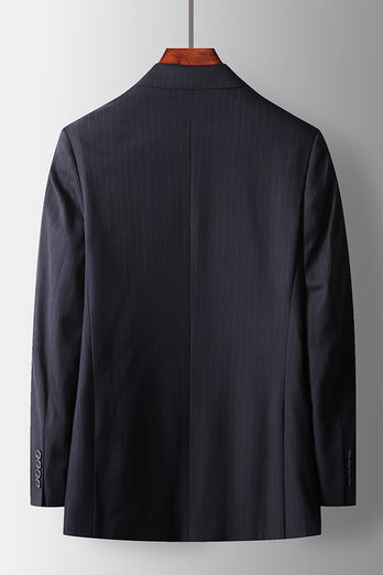 Navy Peak Lapel Striped 2 Piece Prom Men's Suits