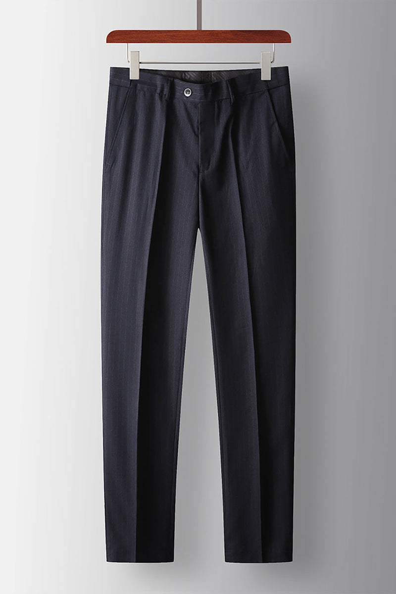 Load image into Gallery viewer, Navy Peak Lapel Striped 2 Piece Prom Men&#39;s Suits