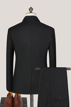 Black Notched Lapel 3 Piece Single Breasted Prom Men's Suits