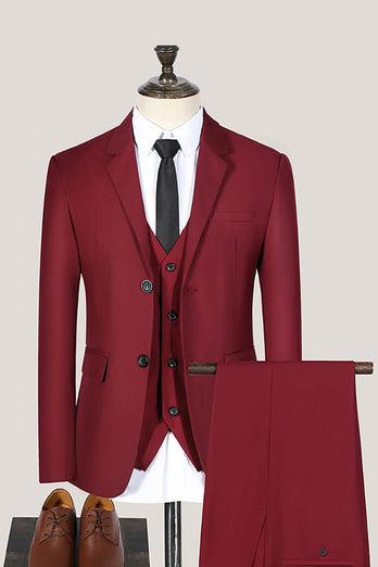 Black Notched Lapel 3 Piece Single Breasted Prom Men's Suits