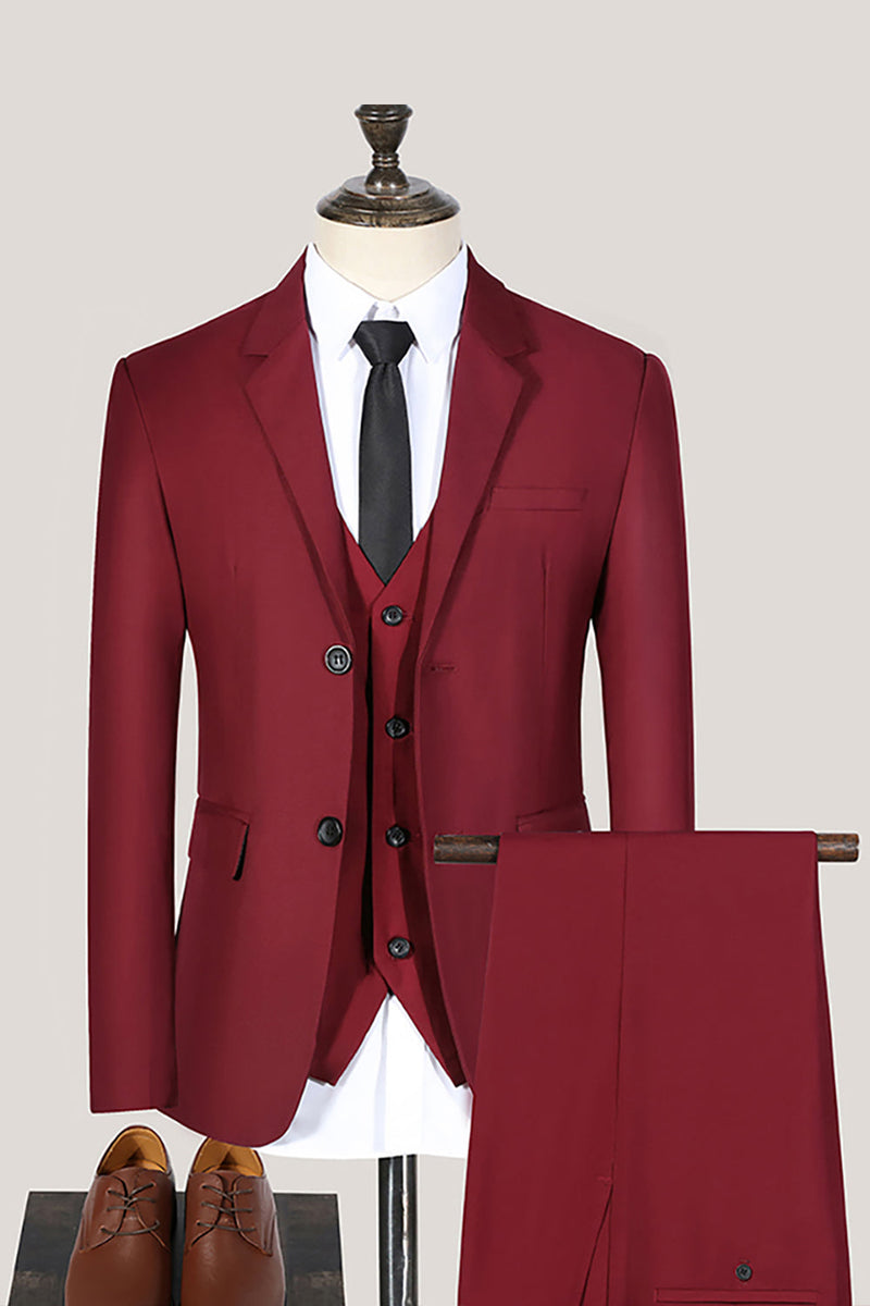 Load image into Gallery viewer, Black Notched Lapel 3 Piece Single Breasted Prom Men&#39;s Suits