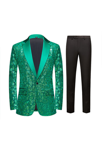 Sparkly Sequins Black Golden 2 Piece Prom Men's Suits