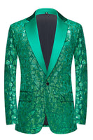 Load image into Gallery viewer, Sparkly Sequins Black Golden 2 Piece Prom Men&#39;s Suits