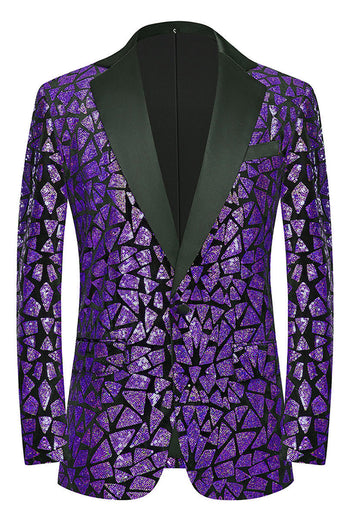 Sparkly Sequins Black Golden 2 Piece Prom Men's Suits