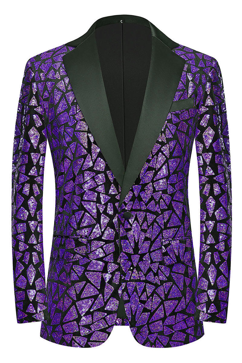 Load image into Gallery viewer, Sparkly Sequins Black Golden 2 Piece Prom Men&#39;s Suits