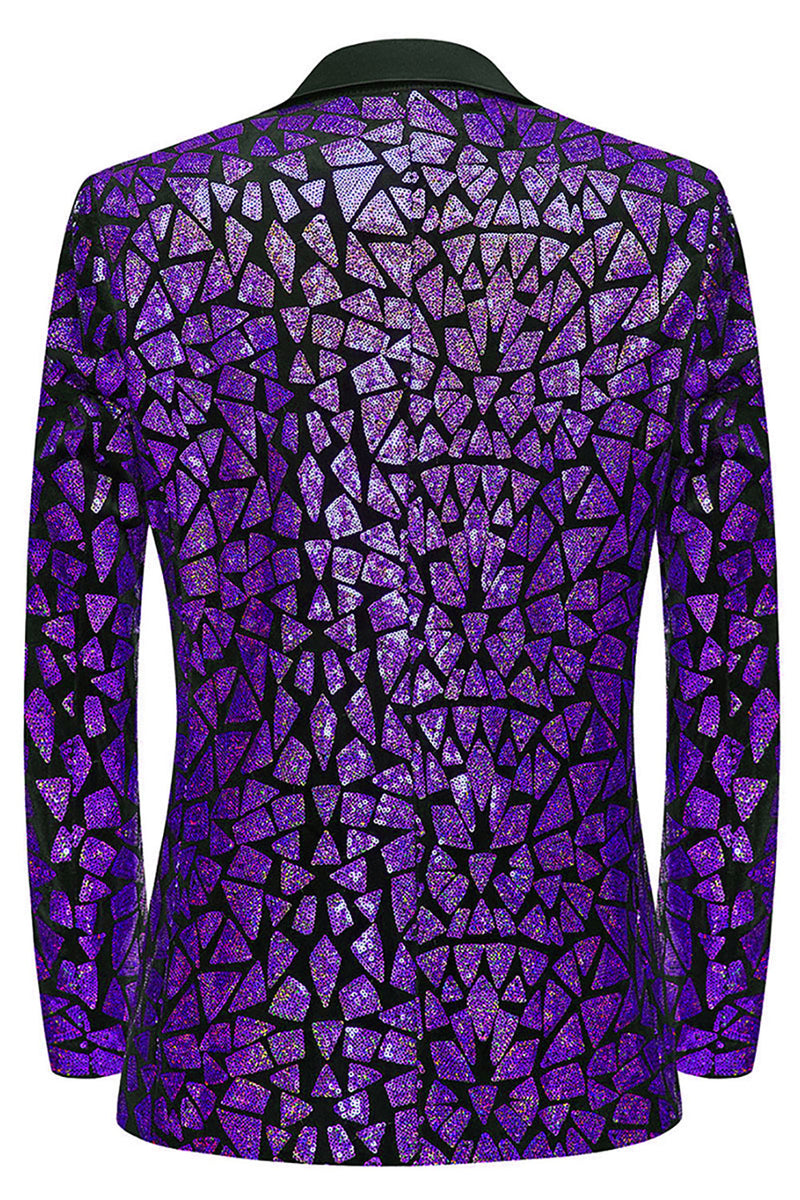 Load image into Gallery viewer, Sparkly Sequins Black Golden 2 Piece Prom Men&#39;s Suits
