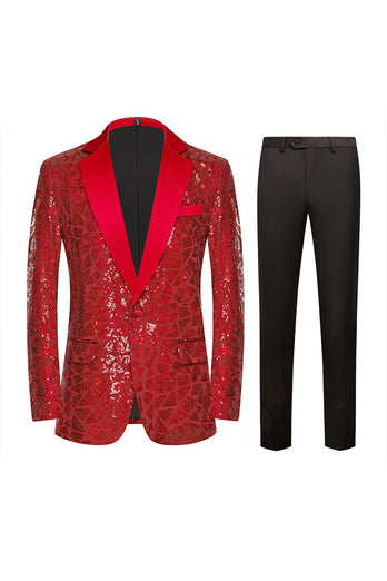 Sparkly Sequins Black Golden 2 Piece Prom Men's Suits