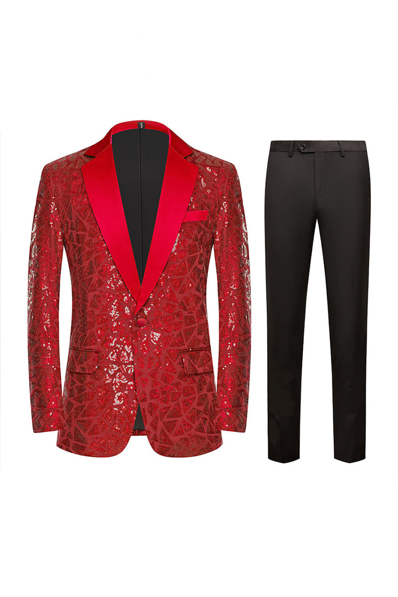 Load image into Gallery viewer, Sparkly Sequins Black Golden 2 Piece Prom Men&#39;s Suits