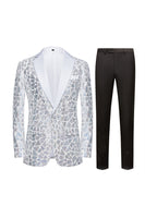 Load image into Gallery viewer, Sparkly Sequins Black Golden 2 Piece Prom Men&#39;s Suits