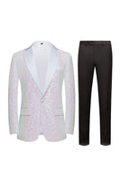 Load image into Gallery viewer, Sparkly Sequins Black Golden 2 Piece Prom Men&#39;s Suits