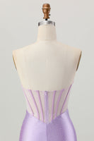 Load image into Gallery viewer, Sparkly Lilac Strapless Short Corset Prom Dress with Beading