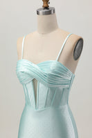 Load image into Gallery viewer, Sparkly Light Green Corset Satin Short Prom Dress with Beading