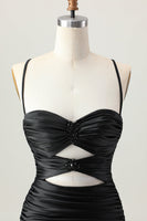 Load image into Gallery viewer, Sparkly Black Tight Cut Out Short Prom Dress with Rhinestone