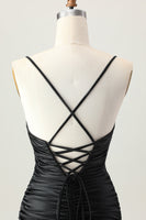 Load image into Gallery viewer, Sparkly Black Tight Cut Out Short Prom Dress with Rhinestone