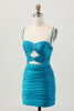 Load image into Gallery viewer, Sparkly Red Cut Out Tight Short Prom Dress with Rhinestone