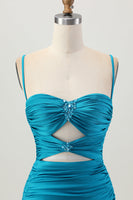Load image into Gallery viewer, Sparkly Blue Tight Cut Out Short Prom Dress with Rhinestone