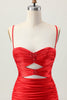 Load image into Gallery viewer, Sparkly Red Cut Out Tight Short Prom Dress with Rhinestone