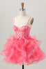 Load image into Gallery viewer, Red Oranga A Line Corset Short Prom Dress with Appliques