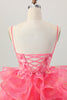 Load image into Gallery viewer, Red Oranga A Line Corset Short Prom Dress with Appliques