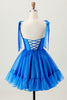 Load image into Gallery viewer, Simple Royal Blue A Line Short Prom Dress with Bow