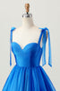 Load image into Gallery viewer, Simple Royal Blue A Line Short Prom Dress with Bow