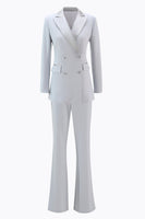 Load image into Gallery viewer, 2 Piece Silver Double Breasted Notched Lapel Women Prom Suits
