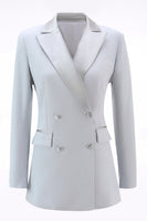 Load image into Gallery viewer, 2 Piece Silver Double Breasted Notched Lapel Women Prom Suits