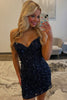 Load image into Gallery viewer, Sparkly Gold Sequin Sweetheart Tight Short Corset Prom Dress