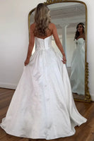 Load image into Gallery viewer, Princess Sparkly White Ball Gown Long Prom Dress with Beadings