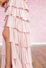 Load image into Gallery viewer, Sparkly Pink Ruffled Off the Shoulder A-Line Long Corset Prom Dress with Beading