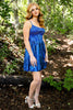 Load image into Gallery viewer, Sparkly Royal Blue A Line Spaghetti Straps Short Corset Prom Dress with Beadings