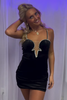 Load image into Gallery viewer, Sparkly Black Spaghetti Straps Short Tight Prom Dress with Beading