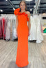 Load image into Gallery viewer, Black Satin One Shoulder Mermaid Long Prom Dress with Ruffles