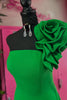 Load image into Gallery viewer, Simple Black Satin One Shoulder Tight Short Prom Dress with 3D Flower