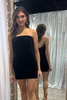 Load image into Gallery viewer, Simple Black Strapless Short Tight Prom Dress with Bow