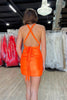 Load image into Gallery viewer, Simple Orange Satin Deep V-Neck Tight Short Prom Dress