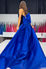 Load image into Gallery viewer, Royal Blue Strapless Velvet Mermaid Long Prom Dress with Bow
