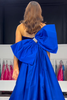 Load image into Gallery viewer, Royal Blue Strapless Velvet Mermaid Long Prom Dress with Bow