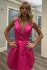 Load image into Gallery viewer, Red Satin V-Neck A-Line Short Prom Dress with Bow