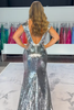 Load image into Gallery viewer, Sparkly Gold Mermaid V-Neck Sequin Cap Sleeves Long Prom Dress