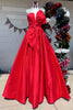 Load image into Gallery viewer, Red Satin A-Line Strapless Long Prom Dress with Bow